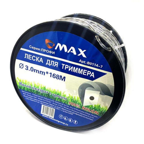 Леска для триммера 3,0 мм х 168 м, витой квадрат Леска для триммера 3,0 мм х 168 м, витой квадрат
